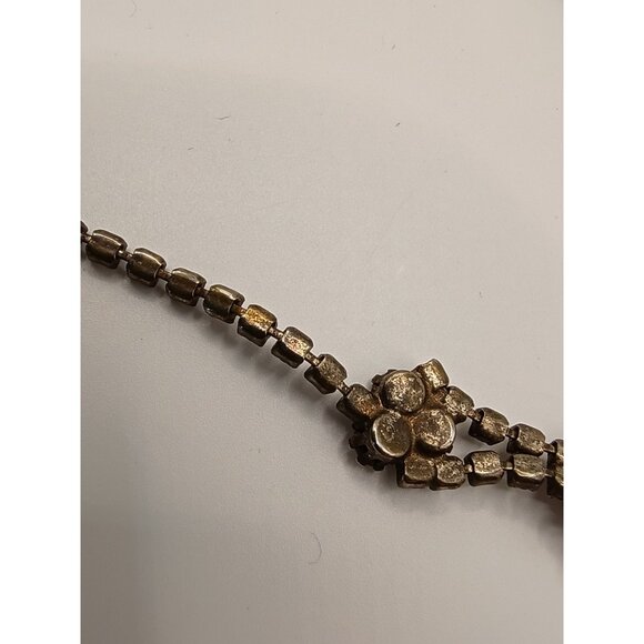 Vintage Sapphire Blue Clear Rhinestone Paste Choker Necklace Statement Cocktail - Picture 12 of 15